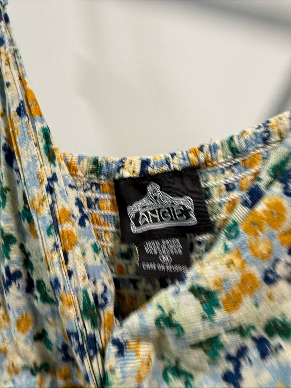 Angie Floral Twist-Front Mini Dress in White, Blue & Yellow - Picture 4 of 5
